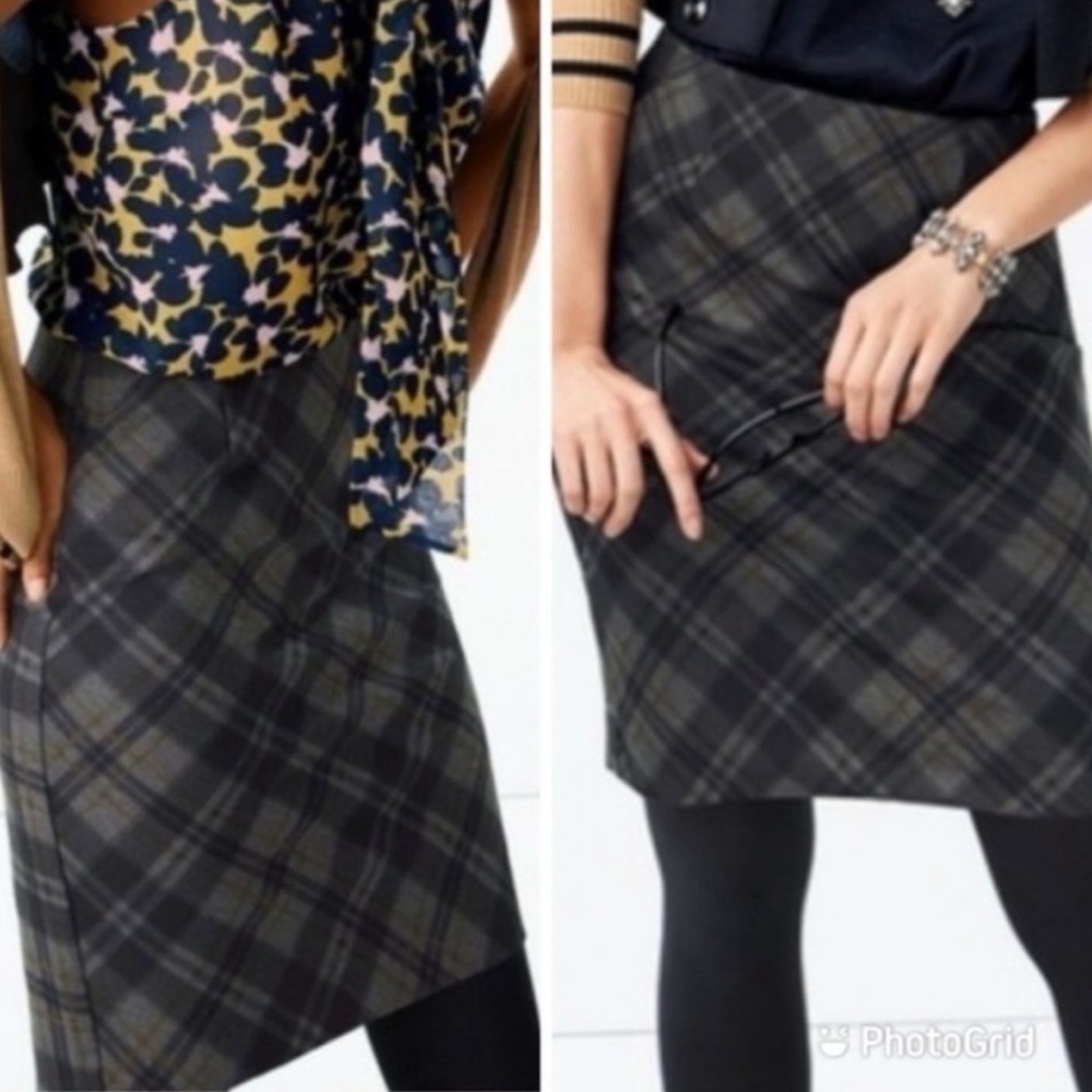 NEW Cabi Step Out Kennedy Plaid A Line Skort Gray Blue Pockets Sz 6 Mid Rise